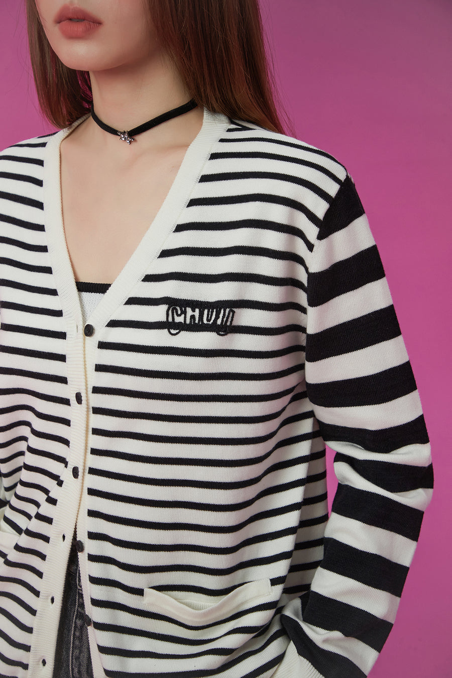 CHUU Striped Loose Fit Cardigan