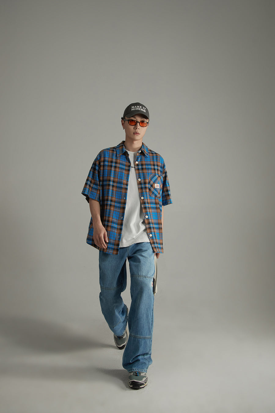 CHUU Check Loose-Fitting Short Sleeve Shirt