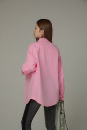 Heart Loose Fit Color Long Sleeve Shirt