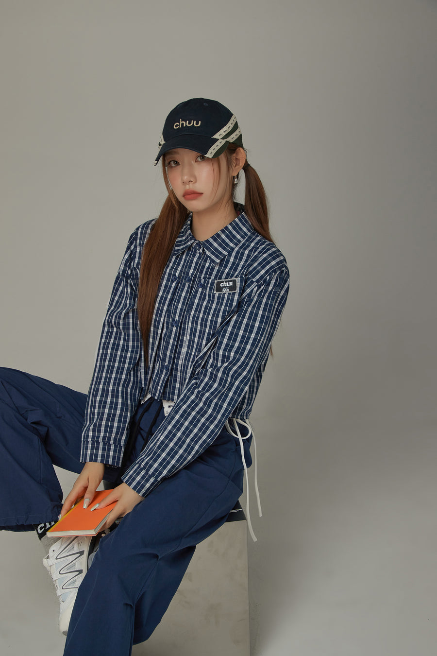 CHUU Checked Loose Fit Raw Hem Shirt