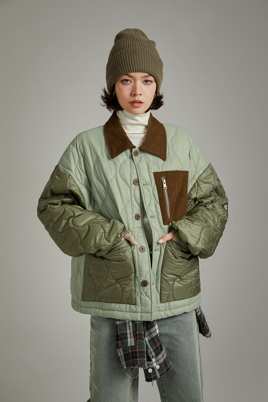 CHUU Color Matching Quilted Jacket