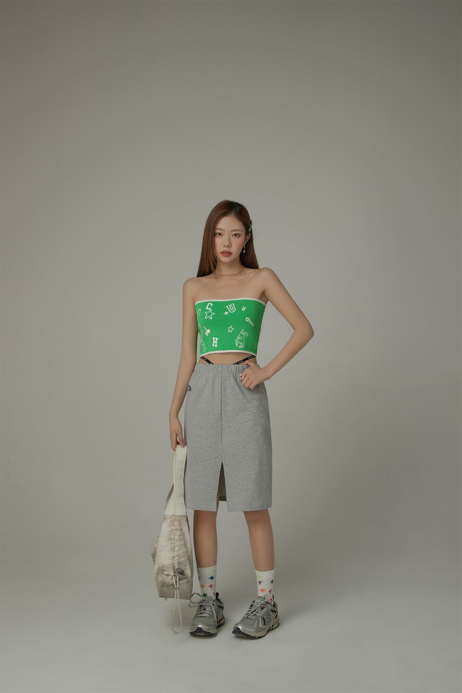 CHUU Side String Casual Slit Skirt