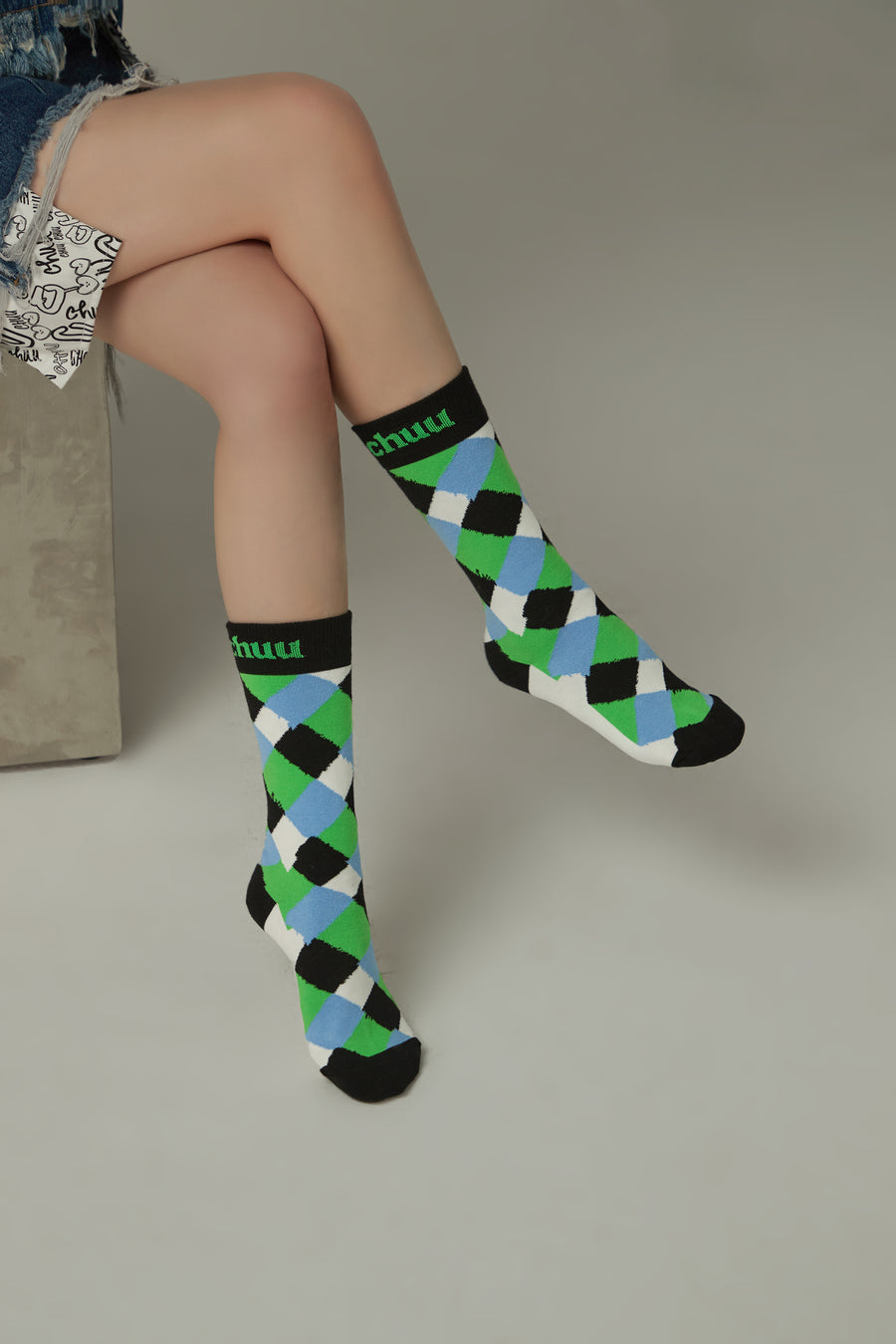 CHUU Check Color Matching Socks