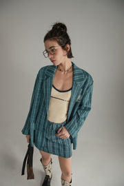 Vintage Check Preppy Embroidered Blazer Jacket