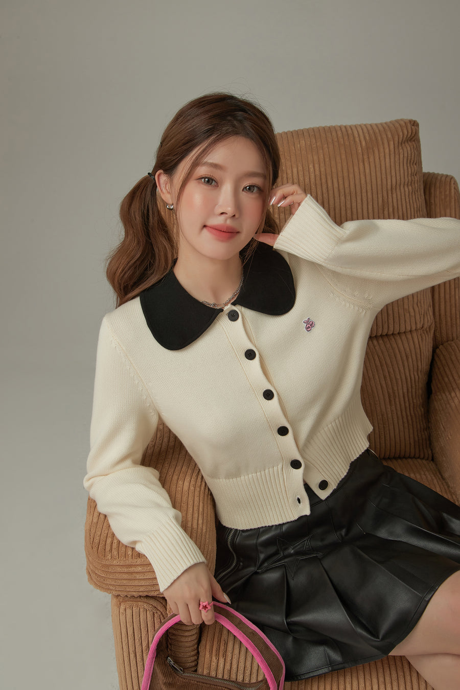 CHUU Color Collar Knit Cardigan