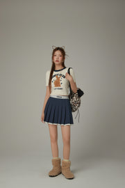 Bunny Club Character Crop Knit Sweater