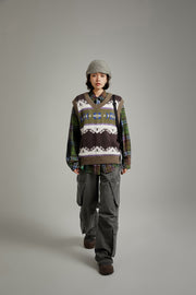 Pattern Color Knit Vest