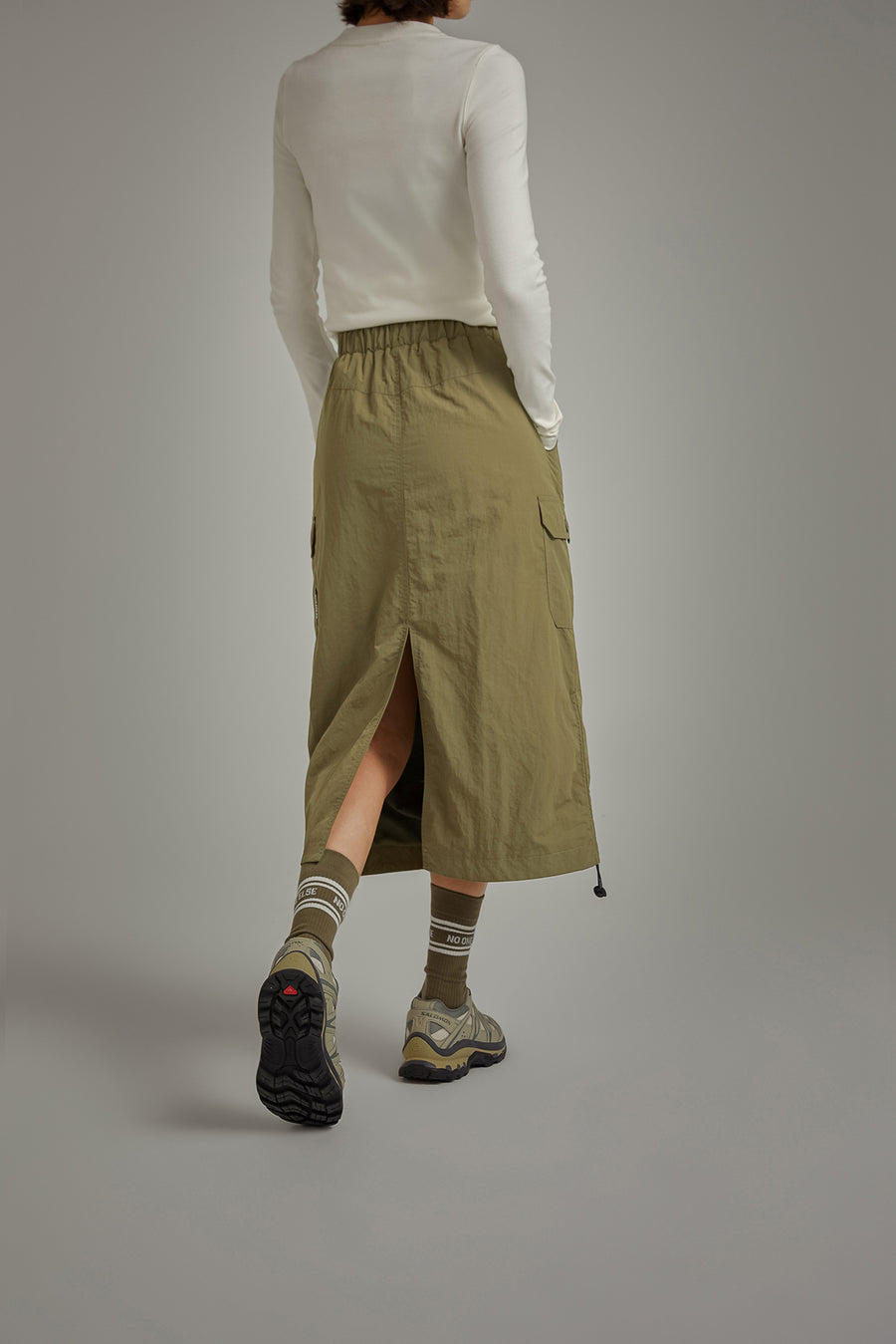 CHUU Elastic Waist String Shirring Skirt