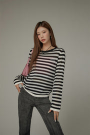 Stripe Knit Long Sleeve Top