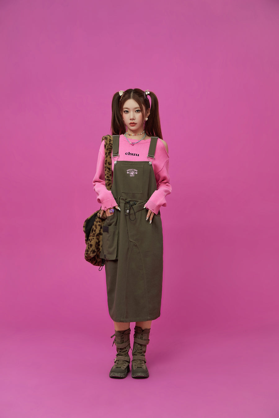 CHUU Pocket Overalls Dress