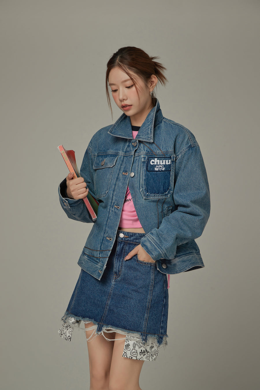 CHUU Logo Denim Loose Fit Jacket