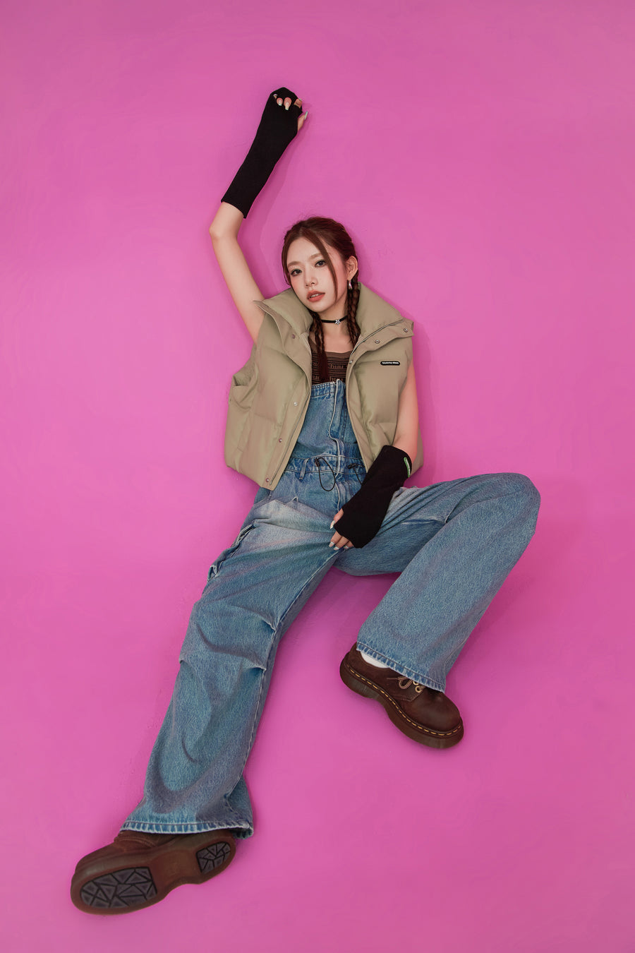 CHUU Big Pocket Denim Overalls