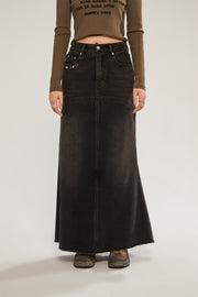 Slit Denim Long Skirt