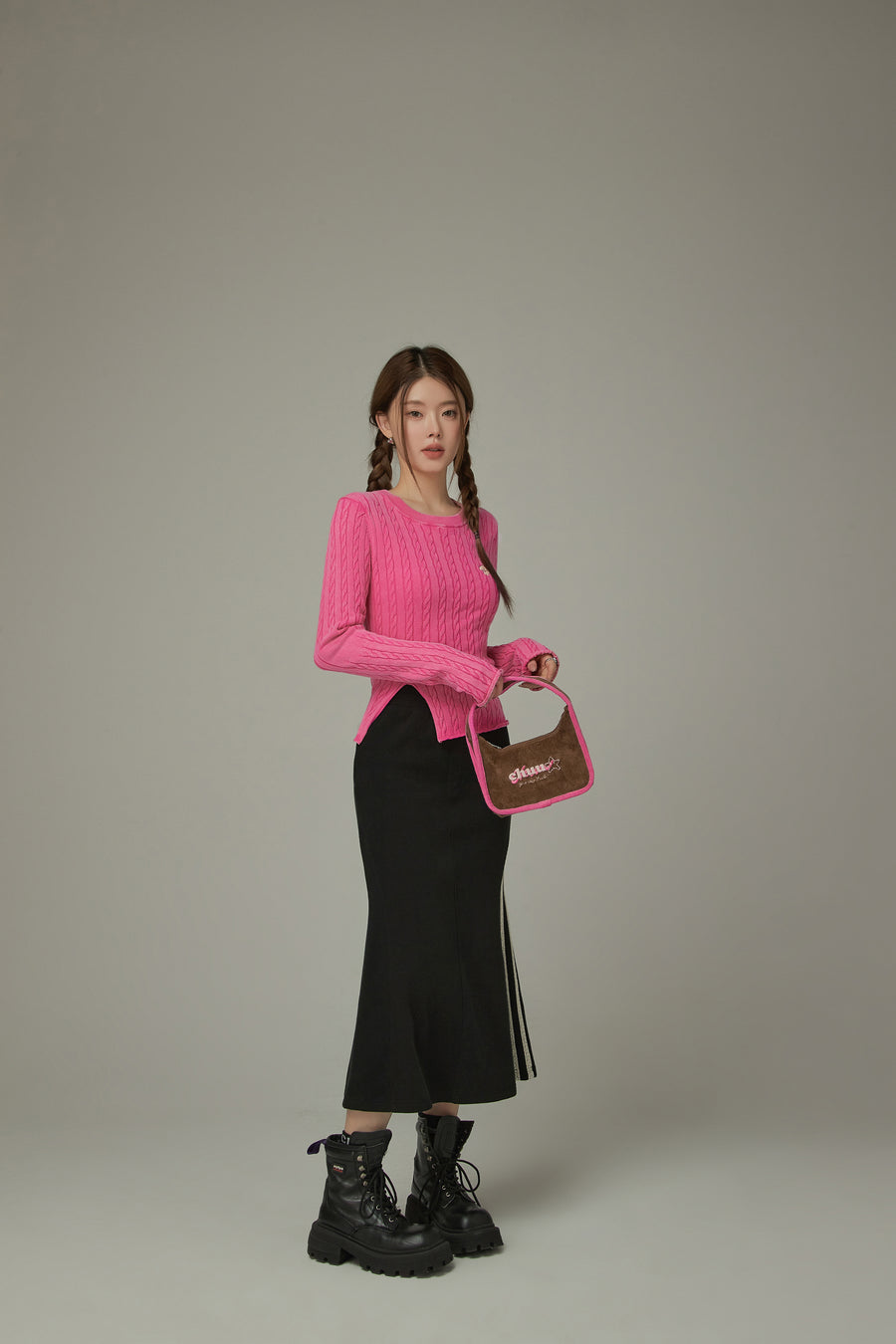 CHUU Logo Embroidery Long Skirt