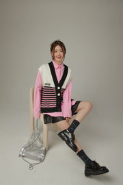 Multi Color Stripe Sleeveless Knit Vest