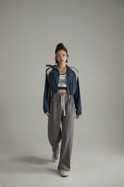 Letter Fully Printed Wide Leg Casual Pants