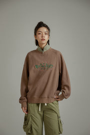 Color Embroidery Waffle Logo Sweatshirt