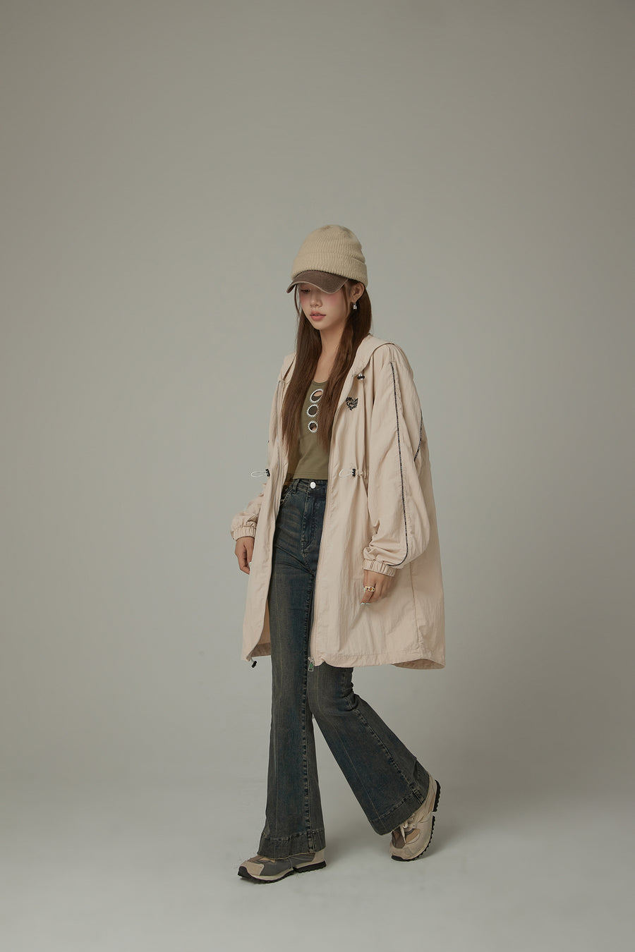 CHUU Basic Cinched String Hooded Jacket