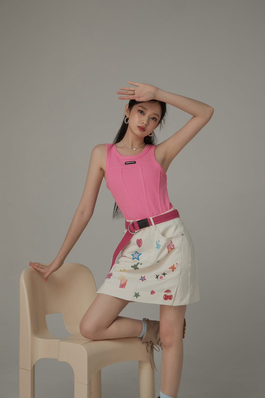 CHUU Summer Icons Printed Mini Skirt