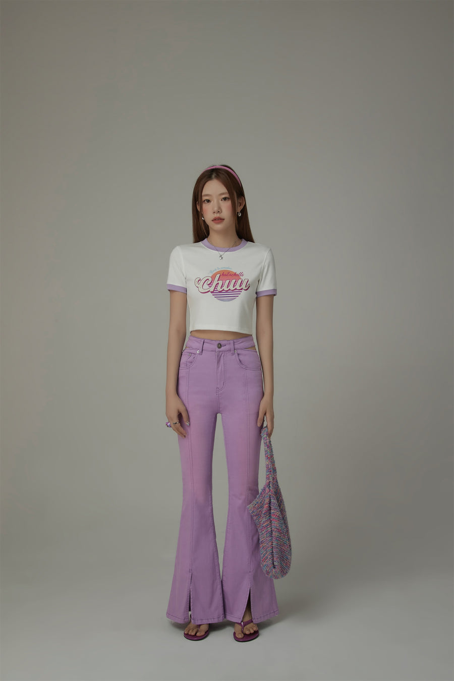 CHUU Colored Bootcut Slit Denim Jeans