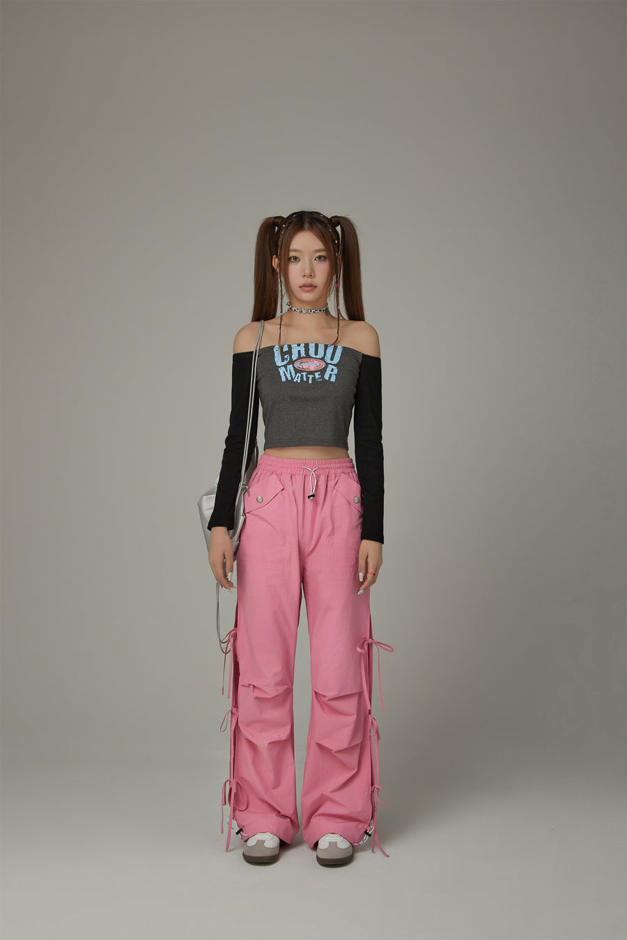 CHUU Size Ribbon Color Wide Pants