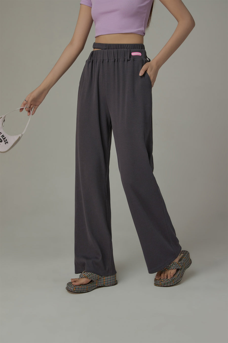 CHUU Banding Loose Fit Slit Daily Pants