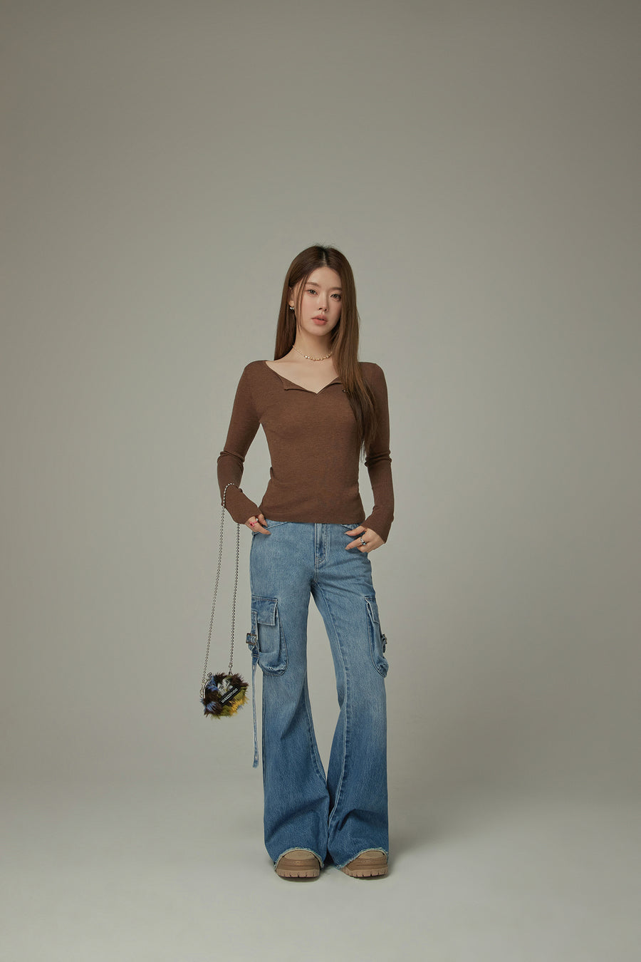 CHUU Pocket Bootcut Denim Jeans