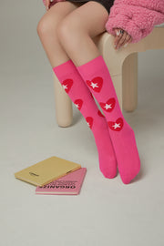 Heart Color Matching Knee Socks