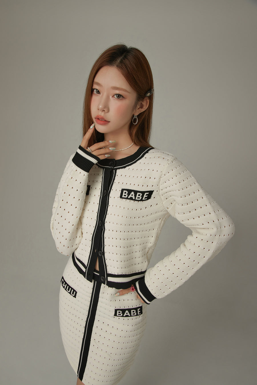 CHUU Lettering Color Combination Cardigan