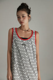 Sleeveless Logo Symbol Long Dress