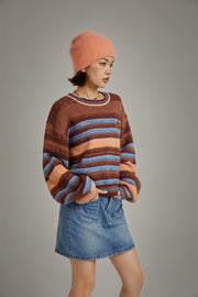 Logo Striped Loose Fit Knit Sweater