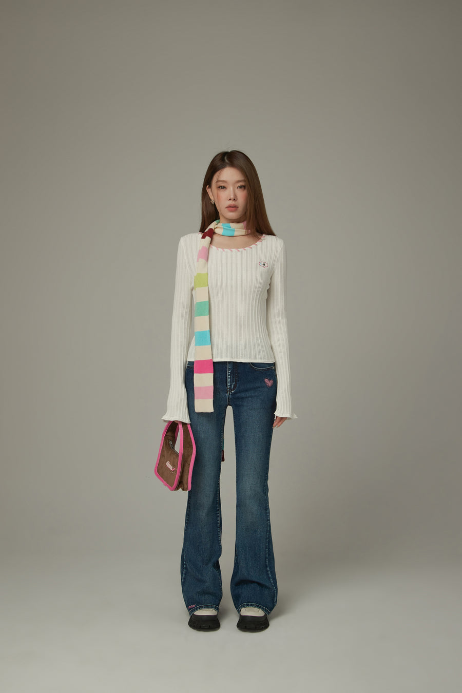 CHUU Color Ribbed Knit Top