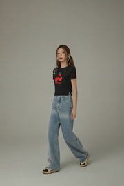 Side Logo Star Wide Denim Jeans