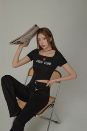 Square Neck Chuu Club Unbalanced T-Shirt