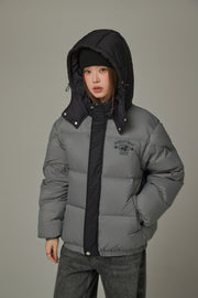 Color Matching Hooded Padded Jacket