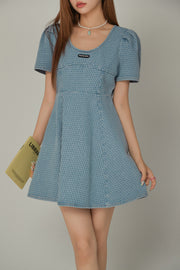 Puff Sleeve Denim Mini Dress