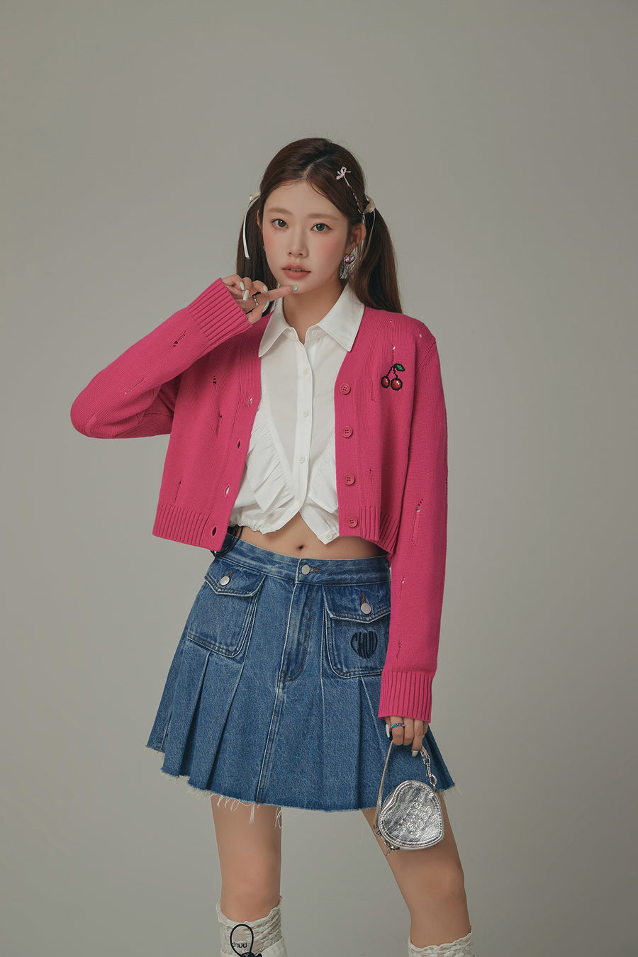 CHUU Ruffle Cropped Drawstring Shirt