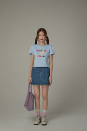 Made By Chuu Colorful Printed Cropped T-Shirt