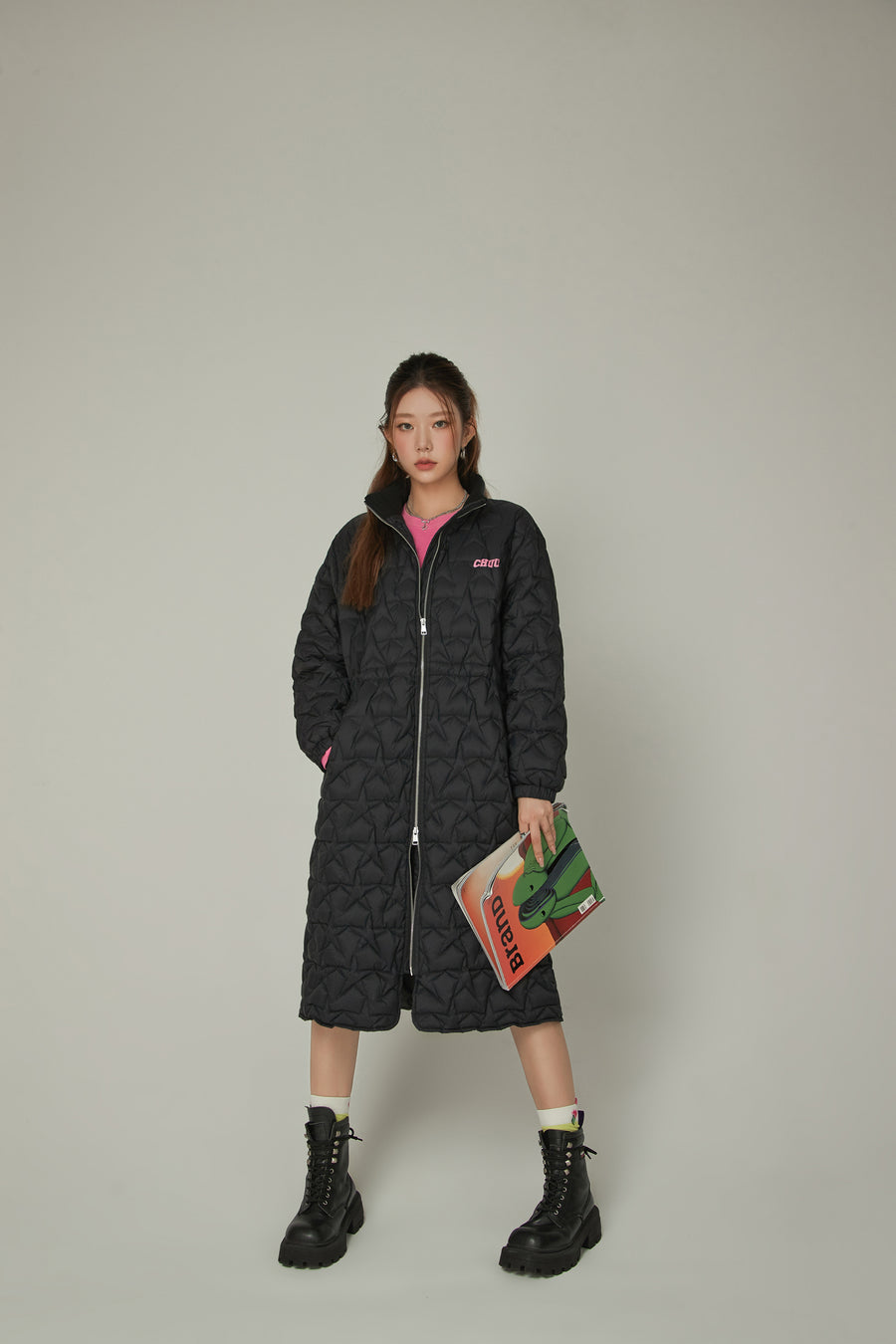 CHUU Star Quilted Padded Long Coat