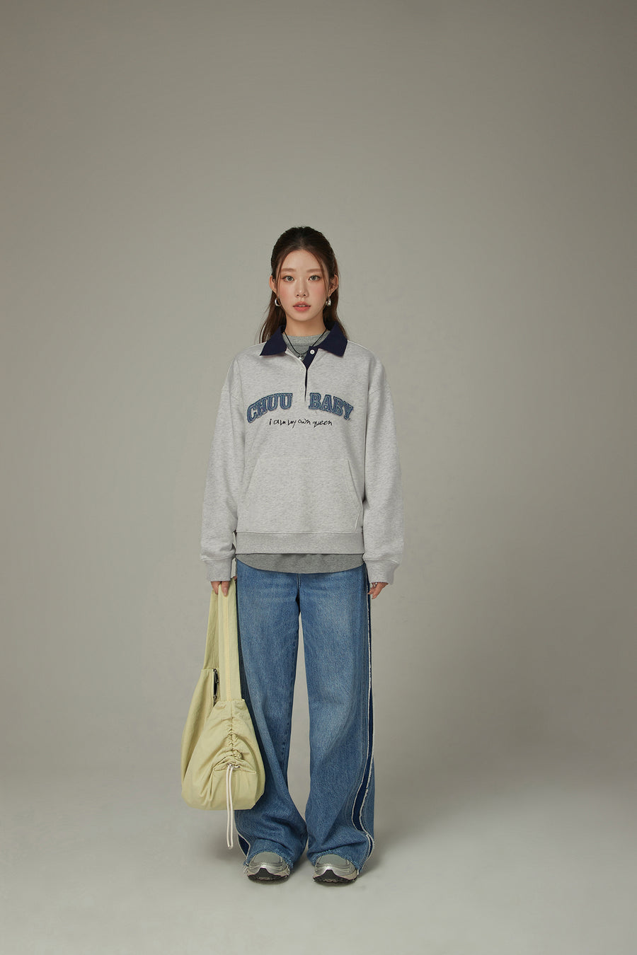 CHUU Polo Neck Boxy Sweatshirt