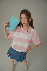 Color Stripe Color Side Drawstring Top