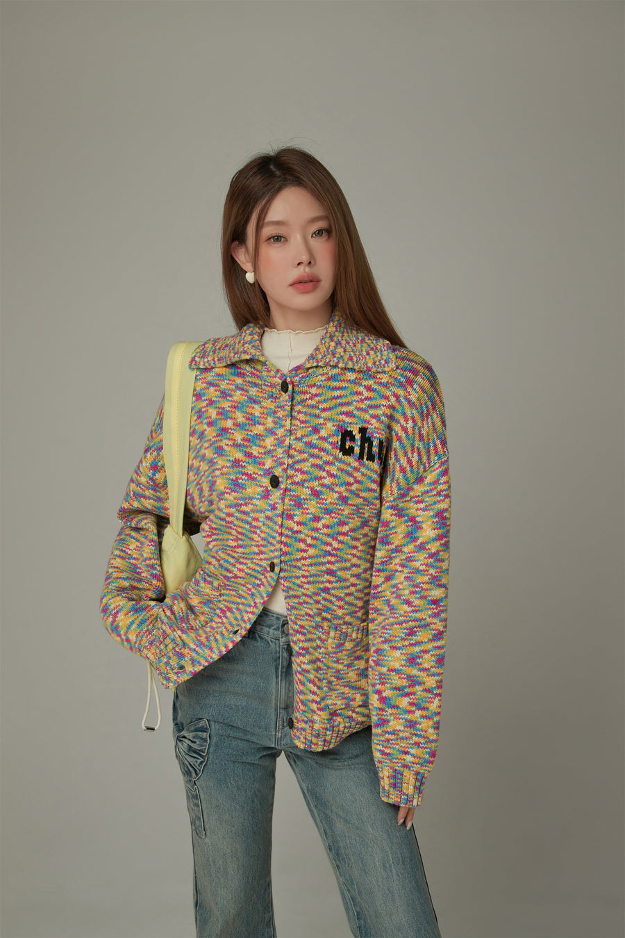 CHUU Size Doesnt Matter Rainbow Check Cardigan