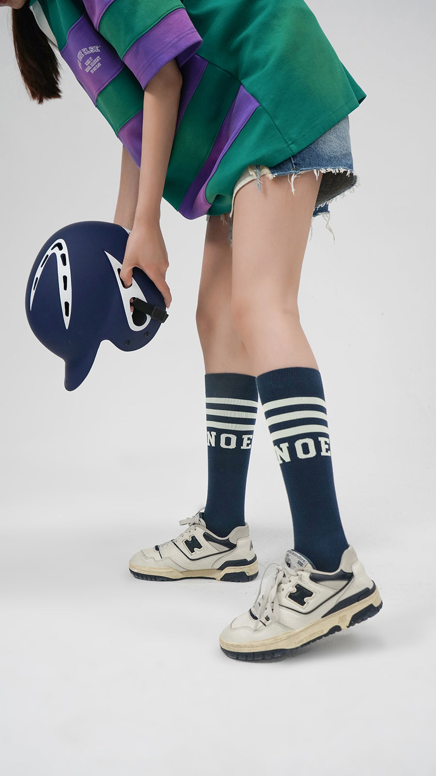CHUU Noe Striped Basic High Socks
