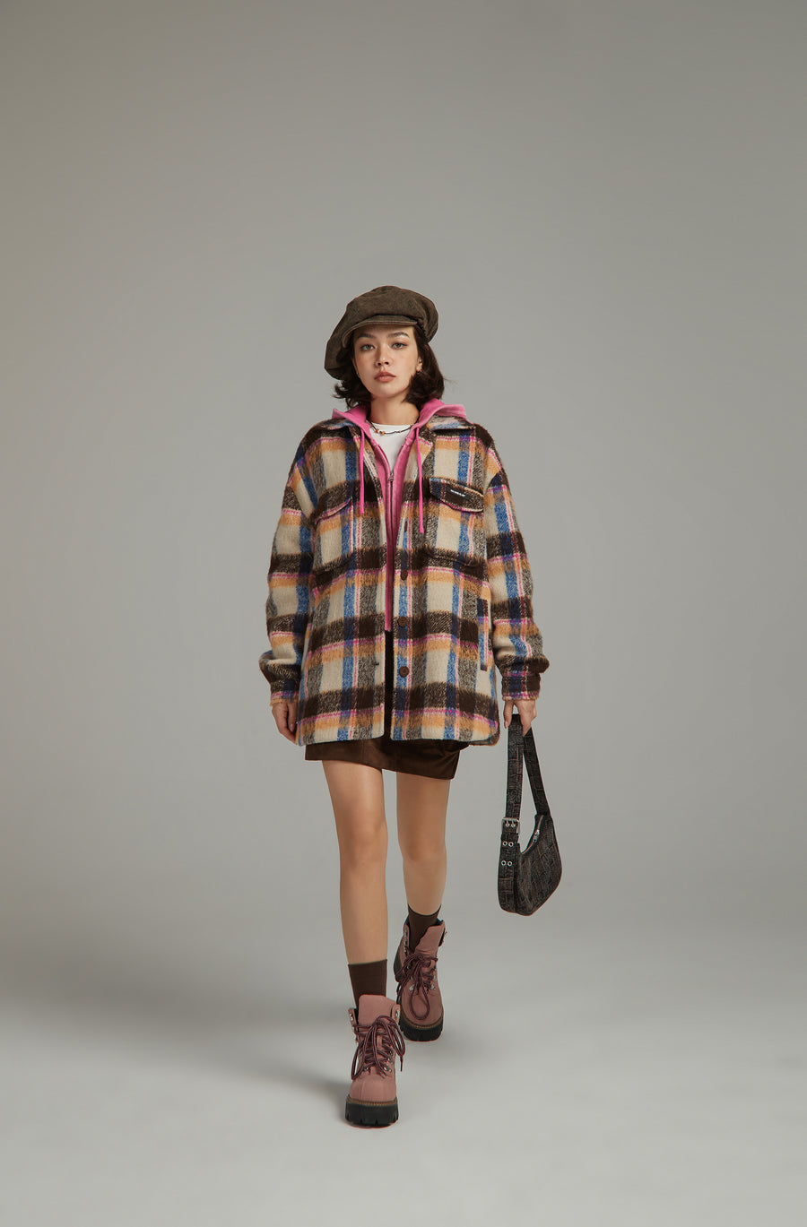 CHUU Multi Color Check Loose Fit Shacket