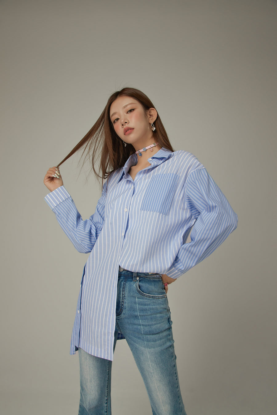 CHUU Striped Pocket Loosefit Shirt