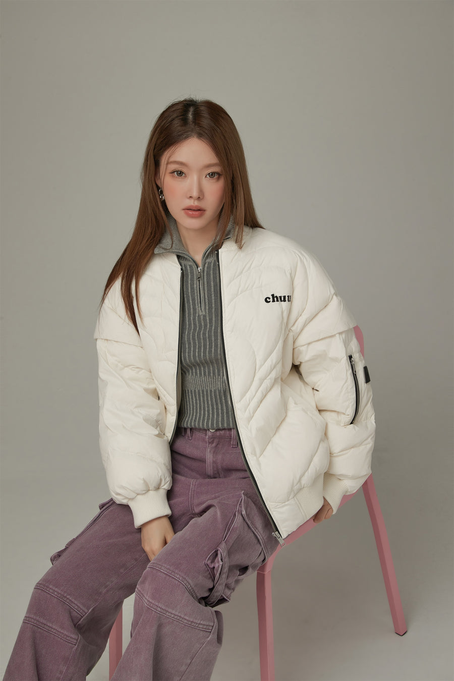 CHUU Heart Quilting Padded Jacket