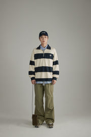 Half Zip-Up Color Striped Sweatshirt