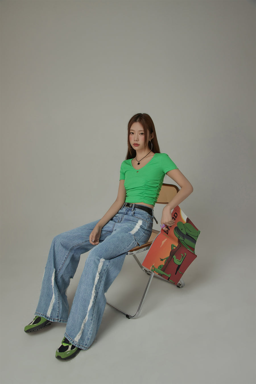 CHUU Cotton Denim Straight Pants