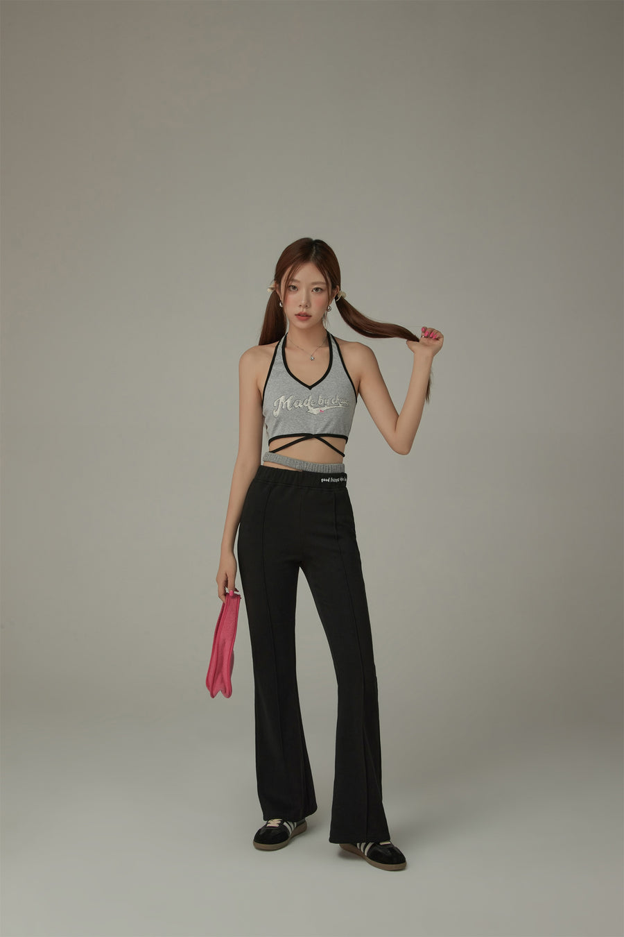 CHUU Waist Slit Casual Bootcut Pants