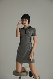 Polo Collar Short Sleeve A-Line Dress